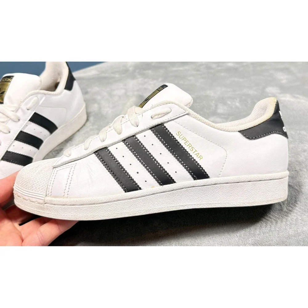 Adidas Superstar Mens 8 White Black Shell Toe Sneakers Leather Classic